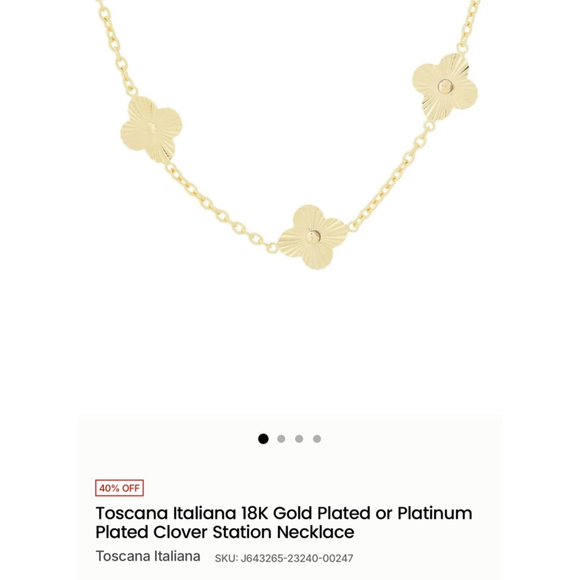 Women's Toscana Italiana Gold Clover Station Necklace 20in - Picture 1 of 2